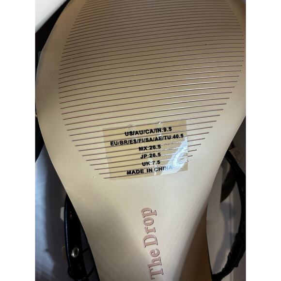 The Drop Black Studded 9.5 Avery Square-Toe Two-Strap Block Heeled Sandal Edgy - Picture 6 of 6